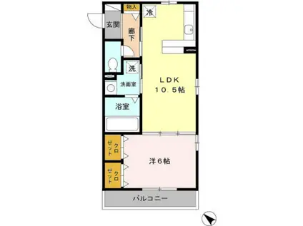 ONE LOVE(1LDK/1階)の間取り写真