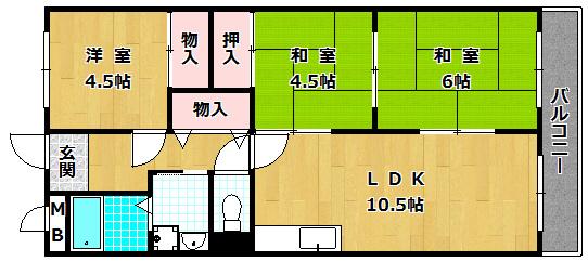 サニーヒル長坂(3LDK/1階)の間取り写真