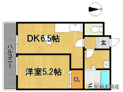 ア・ルーラ東合川(1DK/2階)の間取り写真