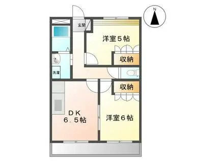 グランディールチェリー(2DK/2階)の間取り写真