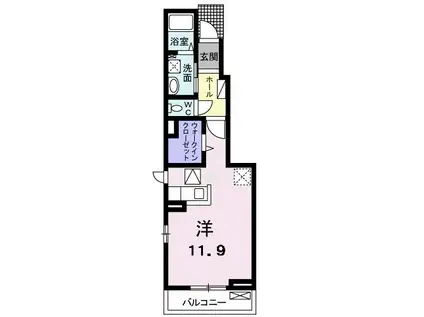 サニーヒルズV(ワンルーム/1階)の間取り写真