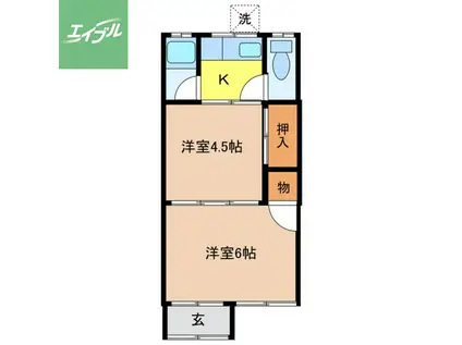 香田アパート(2K/1階)の間取り写真