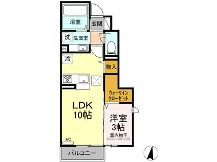 モアボヌールII(1LDK/1階)の間取り写真