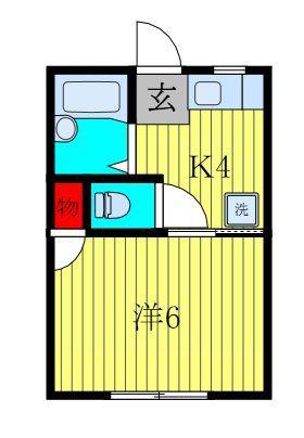 イーストヒルトン(1K/1階)の間取り写真