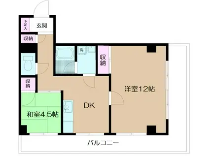 サンライト朝田(2DK/4階)の間取り写真