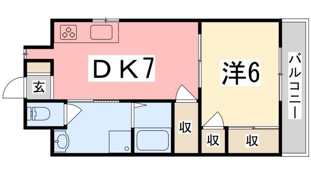コーポラス神子岡(1DK/5階)の間取り写真