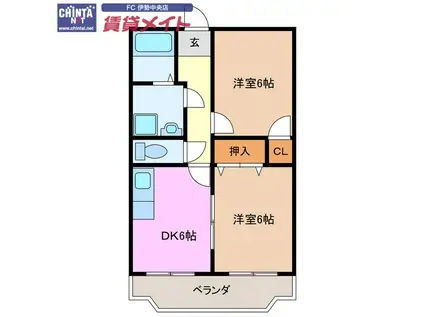 プレミールFUKUI(2DK/2階)の間取り写真