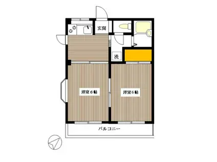 カーサ枡形(2K/2階)の間取り写真