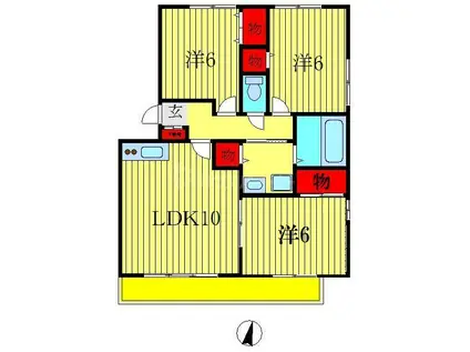 プロミネンスA(3LDK/1階)の間取り写真