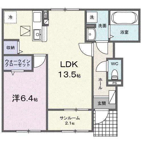 ブリリアントII(1LDK/1階)の間取り写真