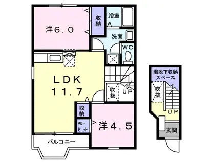 メゾン・ド・セリーヌ IV(2LDK/2階)の間取り写真
