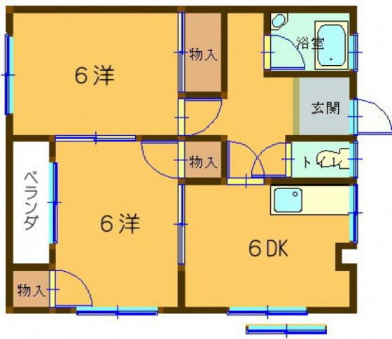 徳本ビル(2DK/2階)の間取り写真