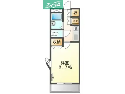 クオリティーII(1K/2階)の間取り写真