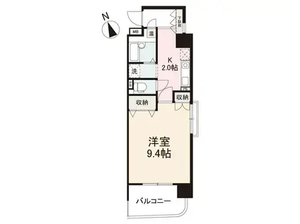 グラシエール木太町(1K/4階)の間取り写真