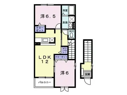 サニーヒルズII(2LDK/2階)の間取り写真