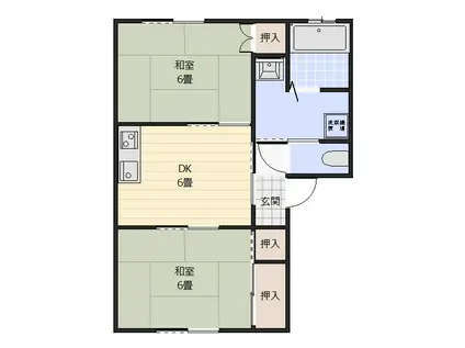 サンシャインハラA(2DK/1階)の間取り写真