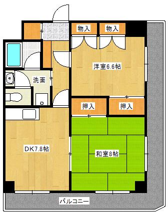 エスポワール新潟(2DK/3階)の間取り写真