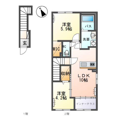 COLLINE(2LDK/2階)の間取り写真
