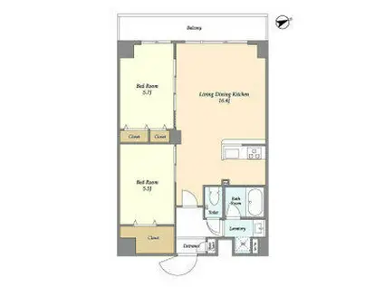 アルファコート亀戸2(2LDK/5階)の間取り写真