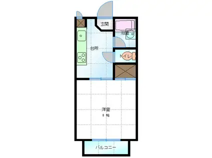 サンフォーラムA棟(1K/2階)の間取り写真