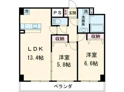クラティオ(2LDK/4階)の間取り写真
