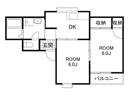 ポシブル(2DK/2階)の間取り写真