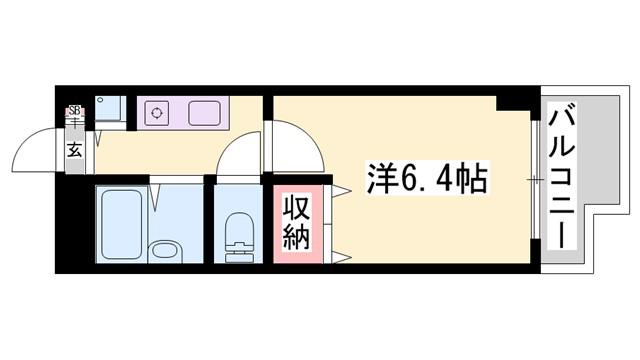 YKハイツ西明石(1K/4階)の間取り写真