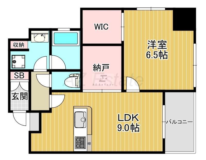 CITY SPIRE難波グレイス(1LDK/10階)の間取り写真