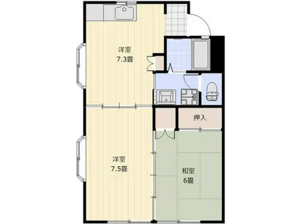 コーポロイヤル(2DK/1階)の間取り写真