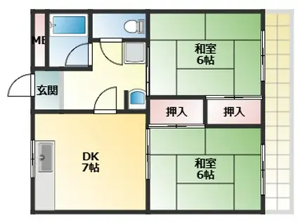 若草ハイツ(2DK/2階)の間取り写真