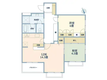 田園調布南シティハウス(2LDK/1階)の間取り写真
