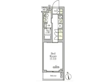 ARKMARK南品川(1K/4階)の間取り写真