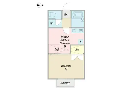 ハミングパーク E(ワンルーム/2階)の間取り写真