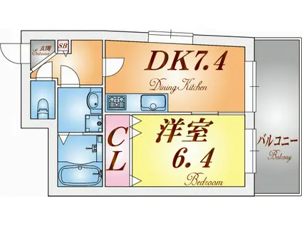 イルマーレ須磨(1DK/3階)の間取り写真