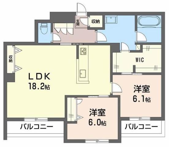 ベレオ安宅(2LDK/1階)の間取り写真