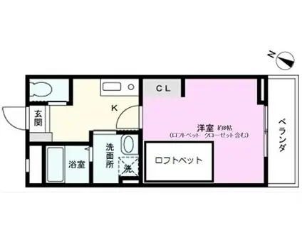 シクレッツァ カーサKT(1K/2階)の間取り写真