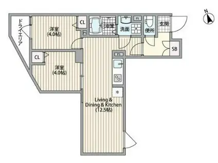 HJクラウンI(2LDK/1階)の間取り写真