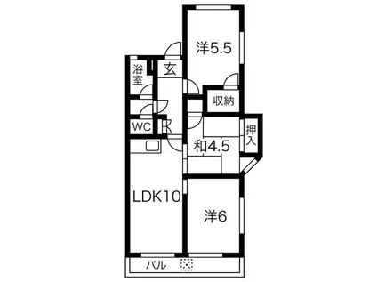 野添マンションひろみ(3LDK/5階)の間取り写真