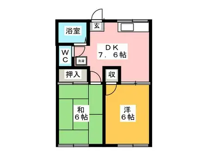 サニーメゾン駒場(2DK/2階)の間取り写真