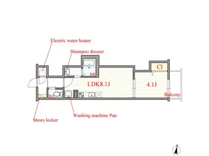 F ASECIA BONNY(1LDK/2階)の間取り写真