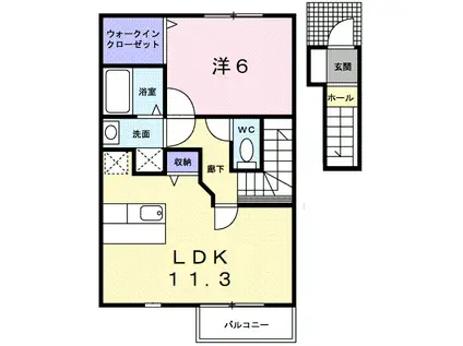 イーストガーデンIII(1LDK/2階)の間取り写真