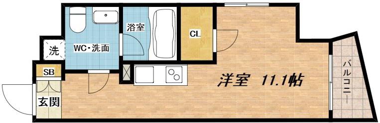 OM玉造III(ワンルーム/3階)の間取り写真