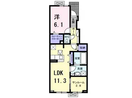 ヴィラアミング II(1LDK/1階)の間取り写真