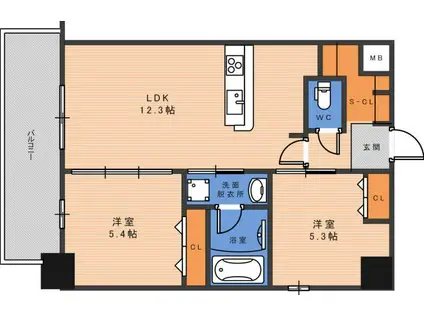 ブループラス針中野(2LDK/2階)の間取り写真
