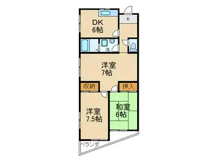 谷埼ハイツ(3DK/2階)の間取り写真