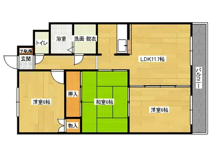 アピアイレブン(3LDK/1階)の間取り写真