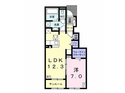 れんげ荘(1LDK/1階)の間取り写真