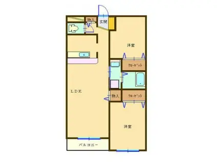 サウスウィング(2LDK/3階)の間取り写真