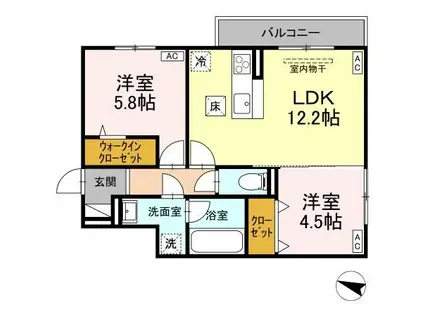 DーRESIDENCE明神(2LDK/1階)の間取り写真