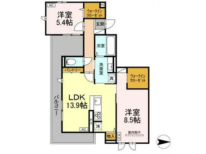 ボヌール T(2LDK/3階)の間取り写真
